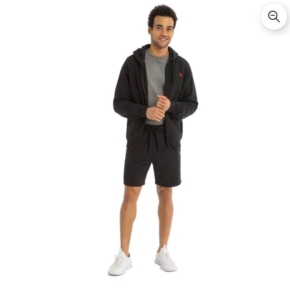 Size Mens 2X U.S. Polo Assn. BLack Fleece Sweat Shorts Drawstring w/ Pockets New